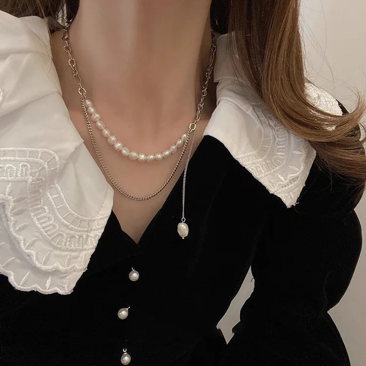 Retro French Double Layer Natural Freshwater Pearl Necklace Female Korean Simple Temperament Fashion Clavicle Chain
Retro French Double Layer Natural Freshwater Pearl Necklace Female Korean Simple Temperament Fashion Clavicle Chain