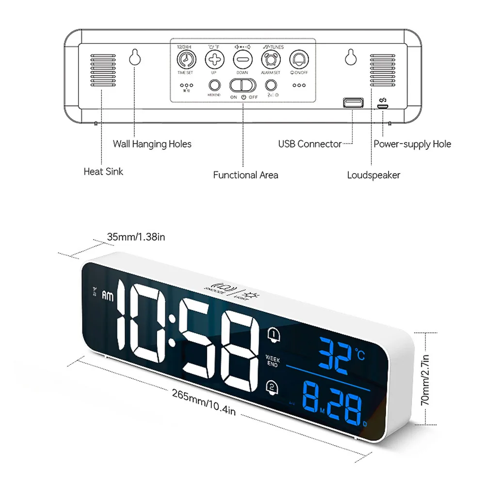 Voice Control Smart Digital Alarm Clock Temperature Display Electronic Device for Desk Office Table Decoration
Voice Control Smart Digital Alarm Clock Temperature Display Electronic Device for Desk Office Table Decoration