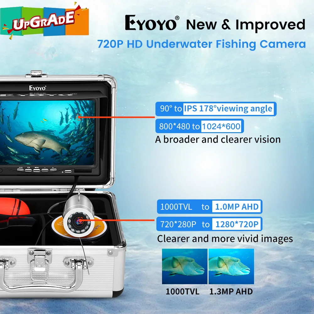 

Eyoyo 7 "возможностью погружения на глубину до 30 м подводная рыбалка Камера, подледной рыбалки Камера Рыболокаторы высокого качества 720P Камера...