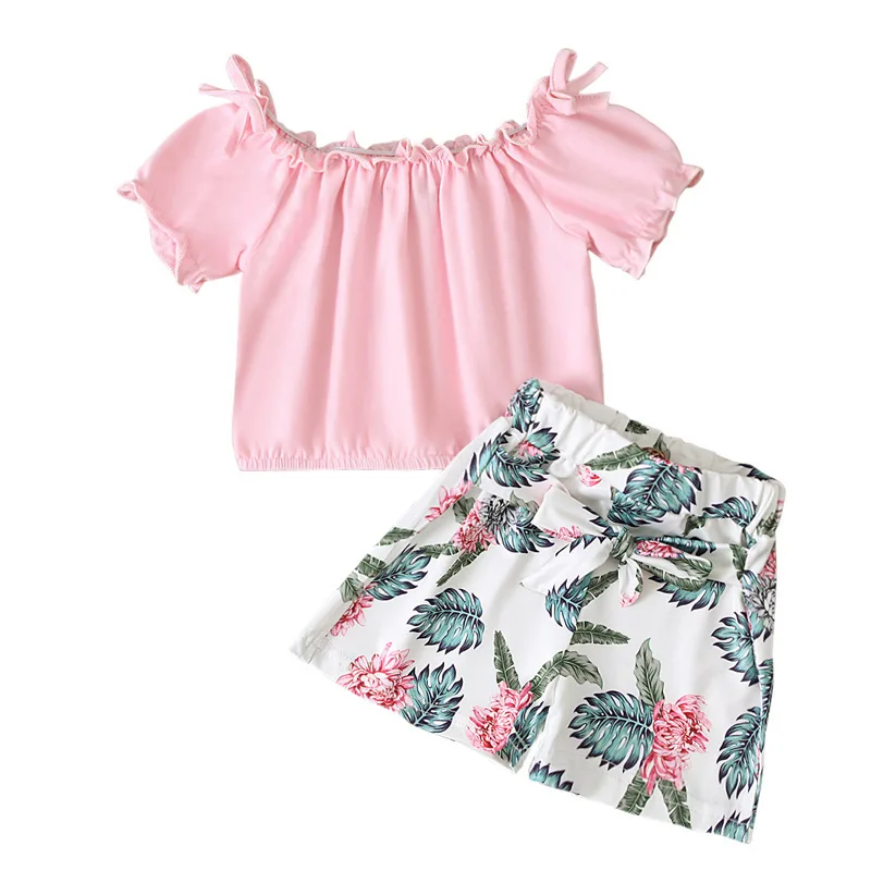 2021 Summer Children Sets Short Sleeve Pink Solid T-Shirt Print Floral Shorts Girl Boys Clothes Sets 18-6T 
2021 Summer Children Sets Short Sleeve Pink Solid T-Shirt Print Floral Shorts Girl Boys Clothes Sets 18-6T