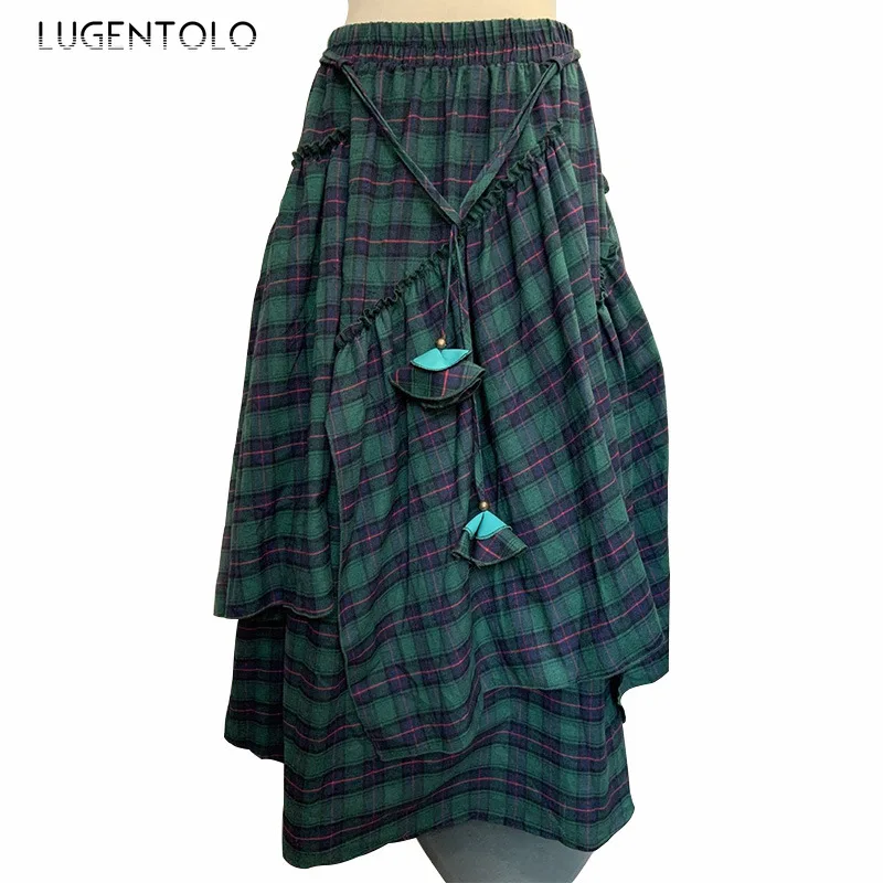 Lugentolo Women Long Skirt harajuku Plaid Print Spring and Summer Stitching Irregular Swing A-Line Streetwear Skirts Womens
Lugentolo Women Long Skirt harajuku Plaid Print Spring and Summer Stitching Irregular Swing A-Line Streetwear Skirts Womens