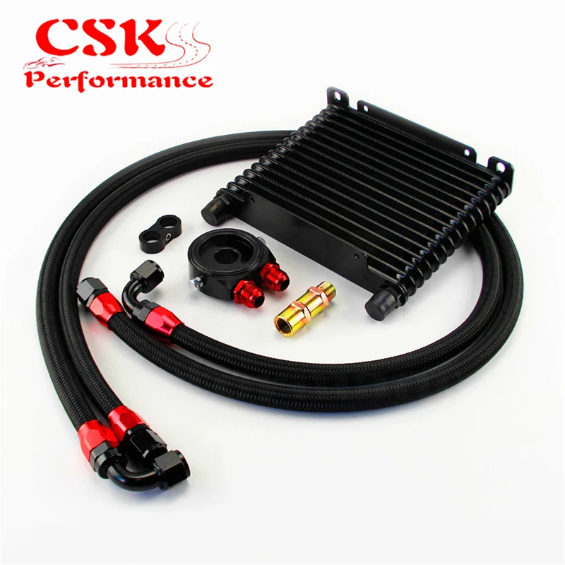 Universal 15 Row AN10 Oil Cooler 260x175x32mm Kit For track / project / race Black
Universal 15 Row AN10 Oil Cooler 260x175x32mm Kit For track / project / race Black