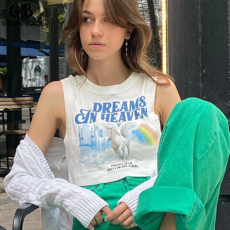 Готический черный топ на бретелях с надписью Радуга лошадь мультфильм принт назад к основам футболки без рукавов Повседневная Уличная Летн...
Готический черный топ на бретелях с надписью Радуга лошадь мультфильм принт назад к основам футболки без рукавов Повседневная Уличная Летн...