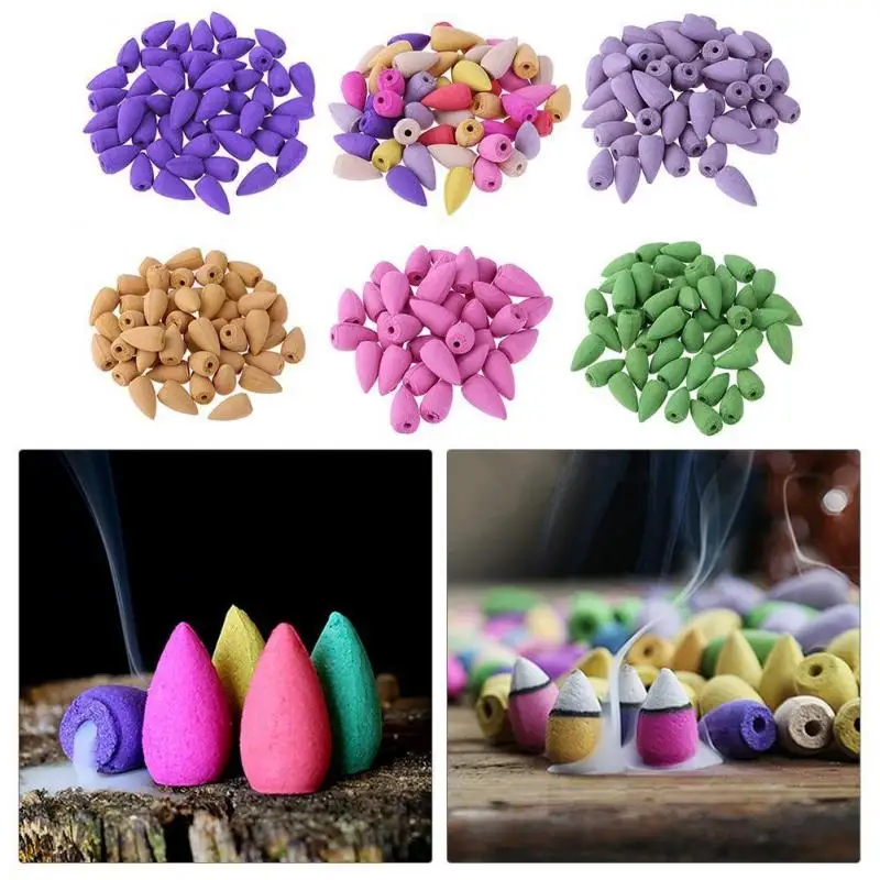 10 Pcs/Bag Incense Cones For Backflow Tower Accessories Colorful Bullet Shape Incense Rose Lemon Natural Sandalwood Tea Agarwood
10 Pcs/Bag Incense Cones For Backflow Tower Accessories Colorful Bullet Shape Incense Rose Lemon Natural Sandalwood Tea Agarwood