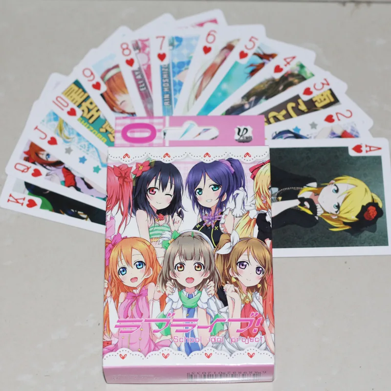 54 Pcs/pack Cartoon Anime LOVELIVE Cosplay Poker Cards Board Game Playing Cards Girls Fans Collection Gifts Figure Toys
54 Pcs/pack Cartoon Anime LOVELIVE Cosplay Poker Cards Board Game Playing Cards Girls Fans Collection Gifts Figure Toys