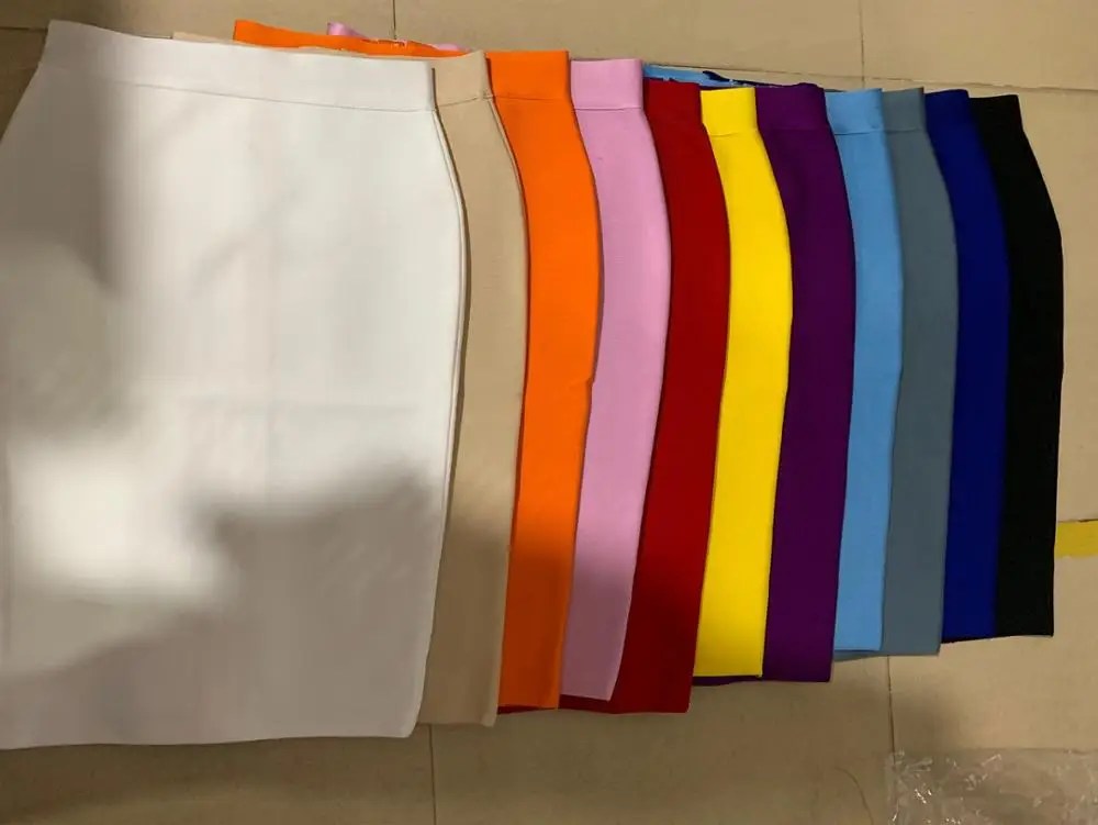 

2020 Women Pencil Skirt green white khaki orange pink Burgundy yellow purple sky blue gray dark blue black Red Bandage Skirts