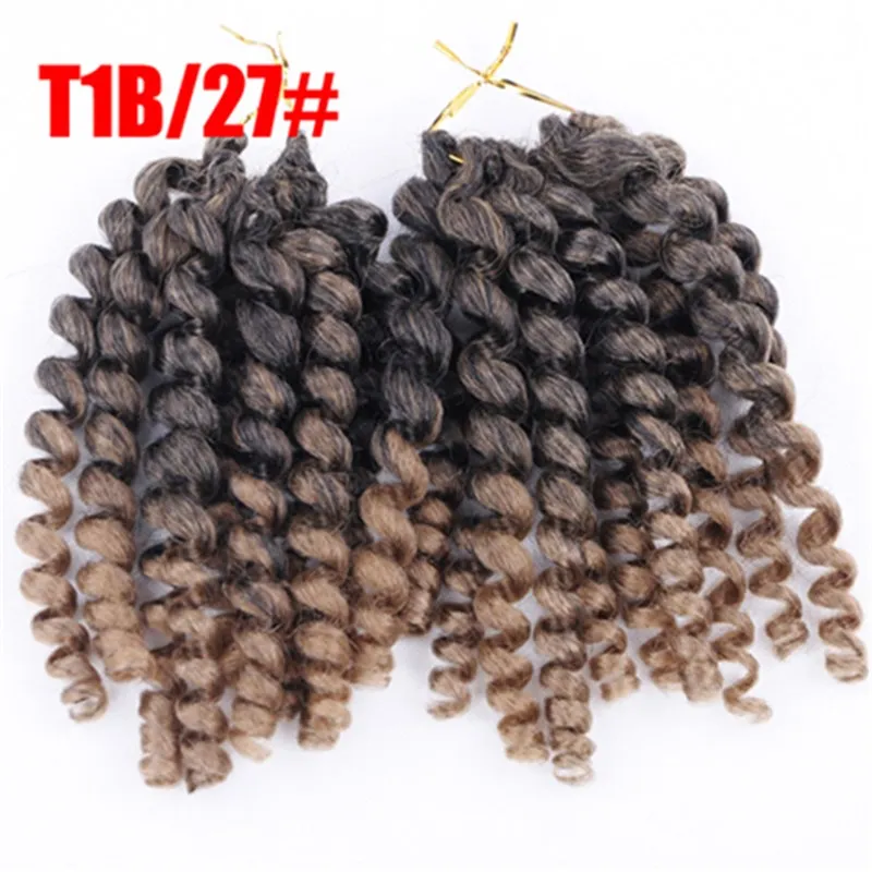 

Jumpy Wand Curl Twist 8" Janet Crochet Hair Marley Twist Bounce Braid Hair Extension Ombre Color T1B/27 Free Shipping