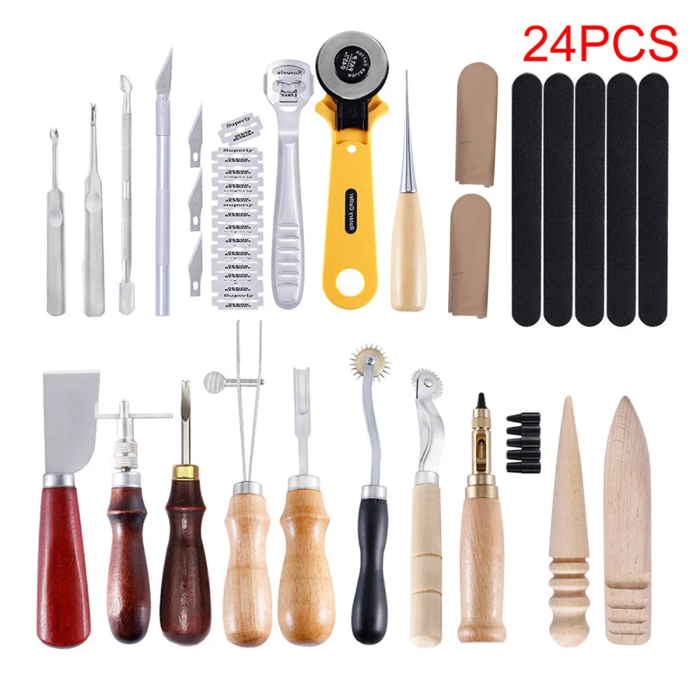 24pcs Hand Sewing Kit Hand Stitched Leather Tool Set for Leather Crafts Making DIY Leather Tools
24pcs Hand Sewing Kit Hand Stitched Leather Tool Set for Leather Crafts Making DIY Leather Tools