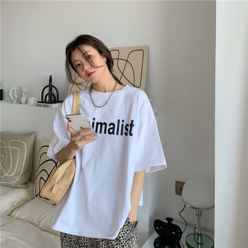 Korean Style Women Top Letters Print Short Sleeve O Neck T shirts Women Loose Style T shirt Women
Korean Style Women Top Letters Print Short Sleeve O Neck T shirts Women Loose Style T shirt Women