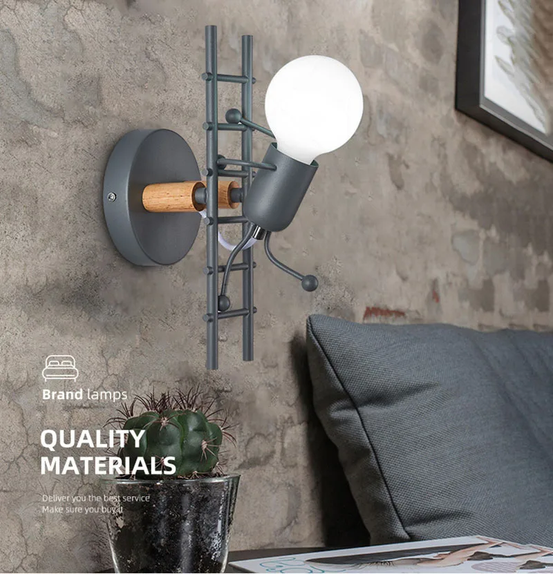 Wall Lamp Creative Small Man Iron Lights Metal Simple Cartoon Robot Sconce Lamps For Indoor Art Decor Light
Wall Lamp Creative Small Man Iron Lights Metal Simple Cartoon Robot Sconce Lamps For Indoor Art Decor Light