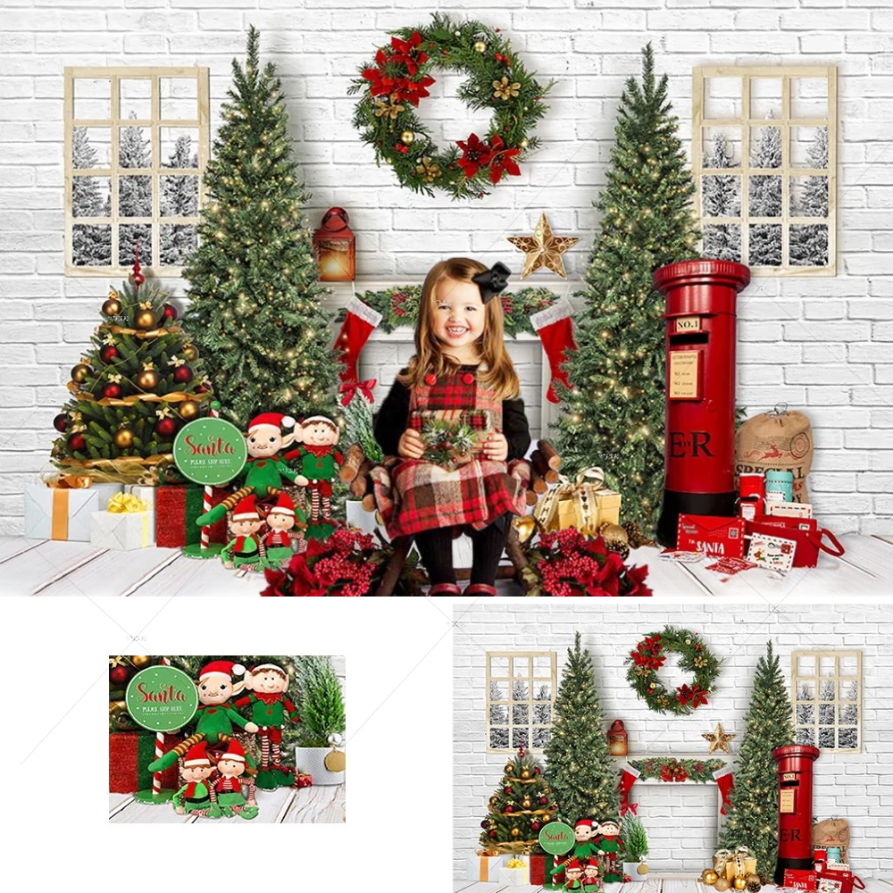 Winter Christmas Backdrop for Photography Xmas Trees Wreath Fireplace Santa Mailbox Decor Window Brick Wall Portrait Background
Winter Christmas Backdrop for Photography Xmas Trees Wreath Fireplace Santa Mailbox Decor Window Brick Wall Portrait Background