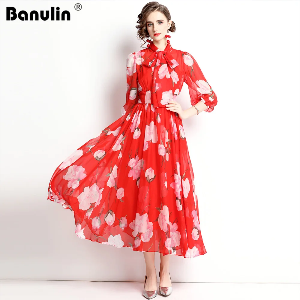 Banulin Women Runway Christmas Red Floral Chiffon Dress Female 2021 Spring Puff Sleeve Print Holiday Bohemian Midi Dress N76662
Banulin Women Runway Christmas Red Floral Chiffon Dress Female 2021 Spring Puff Sleeve Print Holiday Bohemian Midi Dress N76662