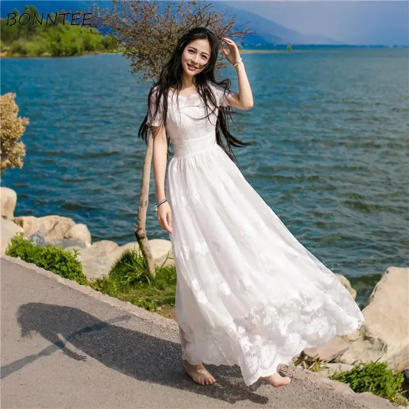 Short Sleeve Dresses Women Lace Beach Elegant Holiday Solid White Simple Loose Casual Sexy Ladies Clothing Summer Hot College
Short Sleeve Dresses Women Lace Beach Elegant Holiday Solid White Simple Loose Casual Sexy Ladies Clothing Summer Hot College