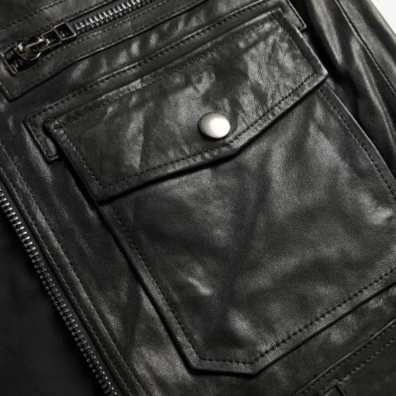 100% Real Luxury Leather Jacket Sheepskin Slim Lapel Biker Motorcycle Short Coat Autumn Winter Zipper Casual Outerwear S-3XL 
100% Real Luxury Leather Jacket Sheepskin Slim Lapel Biker Motorcycle Short Coat Autumn Winter Zipper Casual Outerwear S-3XL