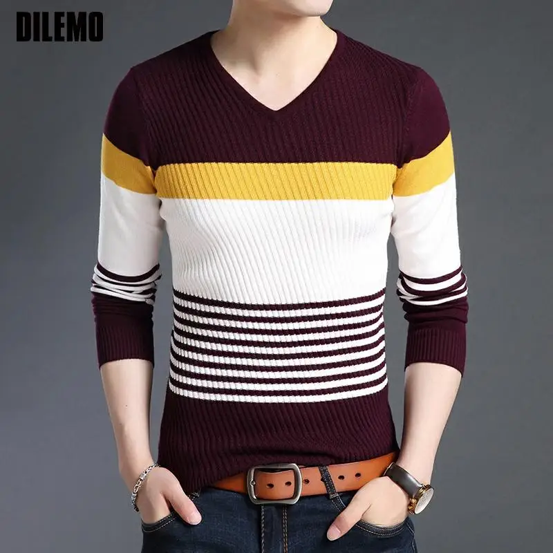 High Quality New Fashion Brand Korean V Neck Knitted Jumper Men Pullover Sweater Autum Slim Fit Striped Casual Men Clothes
High Quality New Fashion Brand Korean V Neck Knitted Jumper Men Pullover Sweater Autum Slim Fit Striped Casual Men Clothes
