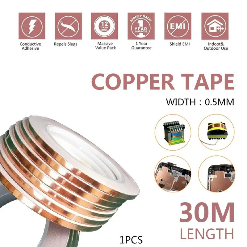 Conductive Copper Foil Tape Copper Foil Tape Conductive Shield Tape Sturdy Reusable Convenient Volume 30M 5mm Golden
Conductive Copper Foil Tape Copper Foil Tape Conductive Shield Tape Sturdy Reusable Convenient Volume 30M 5mm Golden