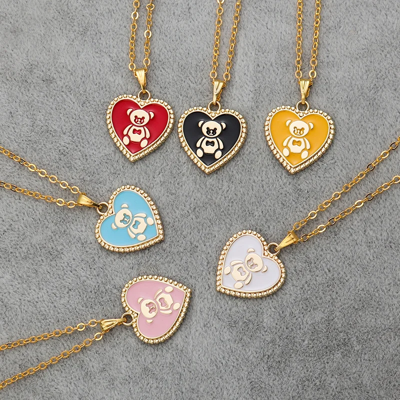 SAUVOO 6 Colors Heart Shape Necklace French Mini Bear Love Heart Clavicle Chain Simple Fashion Pendants Necklace For Women
SAUVOO 6 Colors Heart Shape Necklace French Mini Bear Love Heart Clavicle Chain Simple Fashion Pendants Necklace For Women
