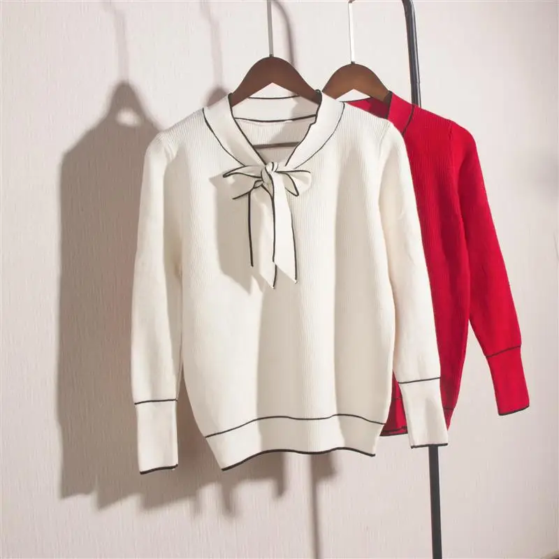 Women's 2020 Autumn and Winter Sweater New Lace-up Bow Knit Sweaters Korean Loose Pullover Fashion Bottoming Jumpers Fashion
Women's 2020 Autumn and Winter Sweater New Lace-up Bow Knit Sweaters Korean Loose Pullover Fashion Bottoming Jumpers Fashion