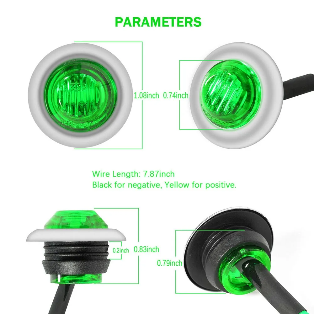12V Side Marker LED Light 20pcs 304 Stainless Chrome Bezel Cover Green Set Trailer
12V Side Marker LED Light 20pcs 304 Stainless Chrome Bezel Cover Green Set Trailer