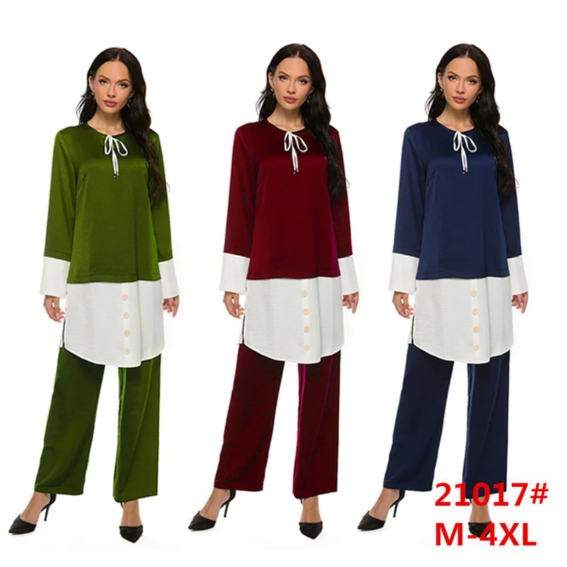 Two Piece Set Blouse and Wide Leg Pants Women Dubai Muslim Abaya Splice Moroccan Kaftan Lady Islam Turkey Islamic Clothing Sets
Two Piece Set Blouse and Wide Leg Pants Women Dubai Muslim Abaya Splice Moroccan Kaftan Lady Islam Turkey Islamic Clothing Sets