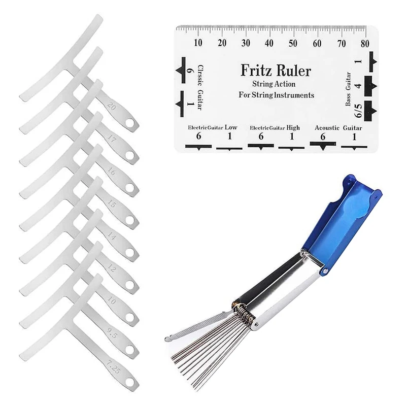 SHGO HOT-9Pcs Understring радиус Gauge + строка действия линейка калибровочного инструмента + гитара нижний порожек гайка набор напильников инструмент дл... 
SHGO HOT-9Pcs Understring радиус Gauge + строка действия линейка калибровочного инструмента + гитара нижний порожек гайка набор напильников инструмент дл...