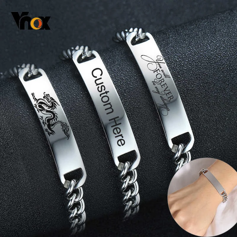 

Vnox Personalized Bracelets for Women Men Never Fade Stainless Steel Link Chain Bracelet Custom Family BFF Birthday Gift