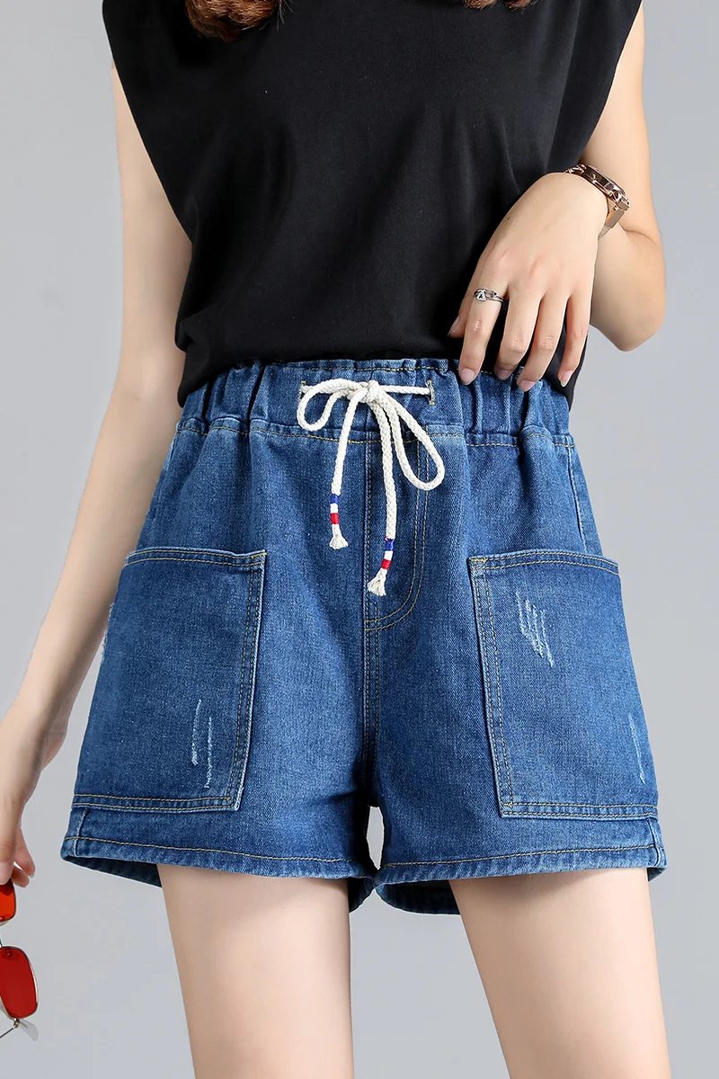COIGARSAM 4XL Plus Size Loose Denim Spring Summer High Waist Women Shorts Blue 5837
COIGARSAM 4XL Plus Size Loose Denim Spring Summer High Waist Women Shorts Blue 5837