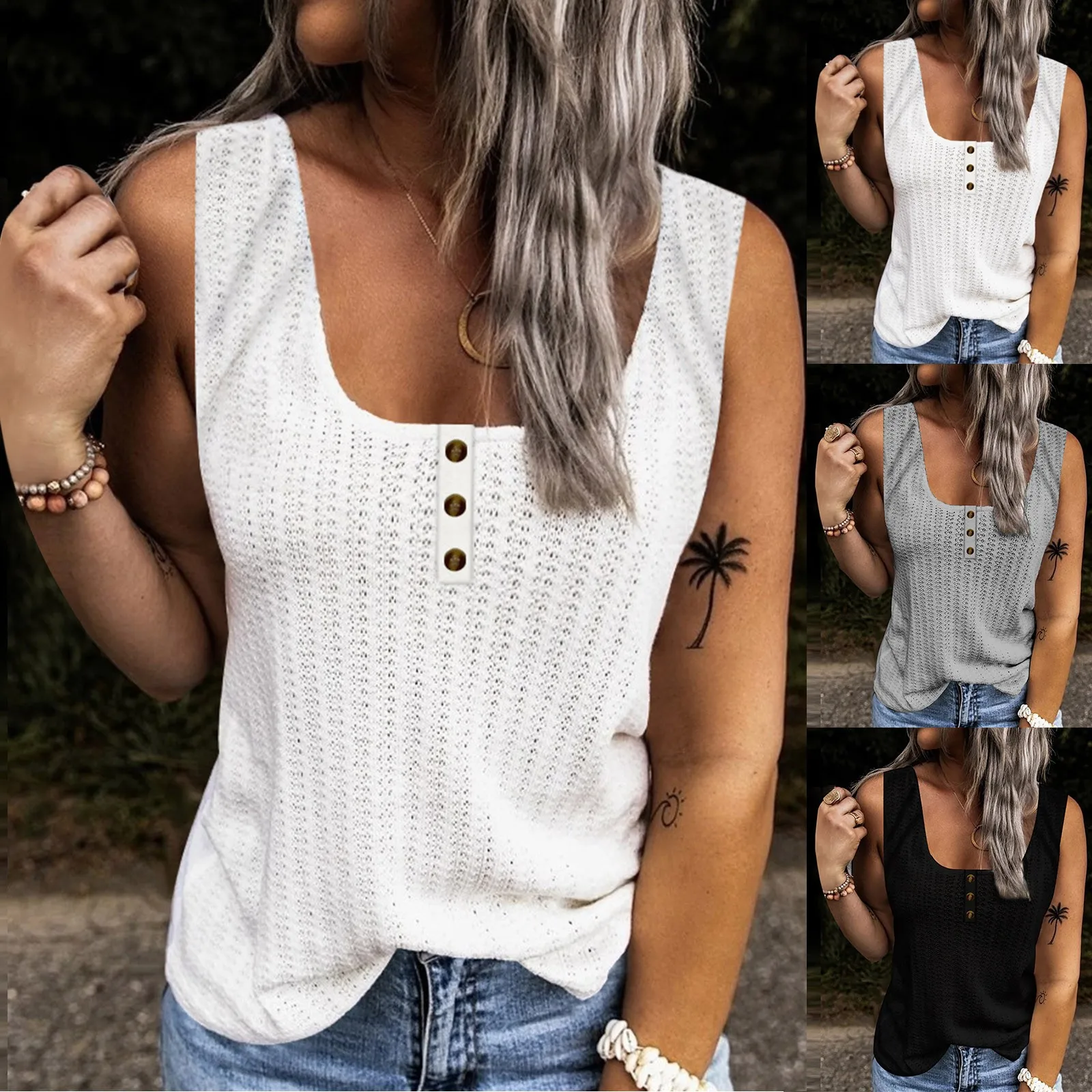 Women Tank Tops Summer Sleeveless Buttons Cami Top Shirt Slim Ribbed Racerback Blouses 2022 New Summer Elegant women Tank Tops
Women Tank Tops Summer Sleeveless Buttons Cami Top Shirt Slim Ribbed Racerback Blouses 2022 New Summer Elegant women Tank Tops