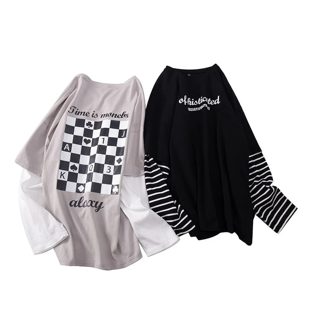 Spring Autumn Men's Fake Two-piece T-shirt Men Clothing 2021 New Trend Loose Round Neck Autumn Clothes Long-sleeved T-shirt Men
Spring Autumn Men's Fake Two-piece T-shirt Men Clothing 2021 New Trend Loose Round Neck Autumn Clothes Long-sleeved T-shirt Men