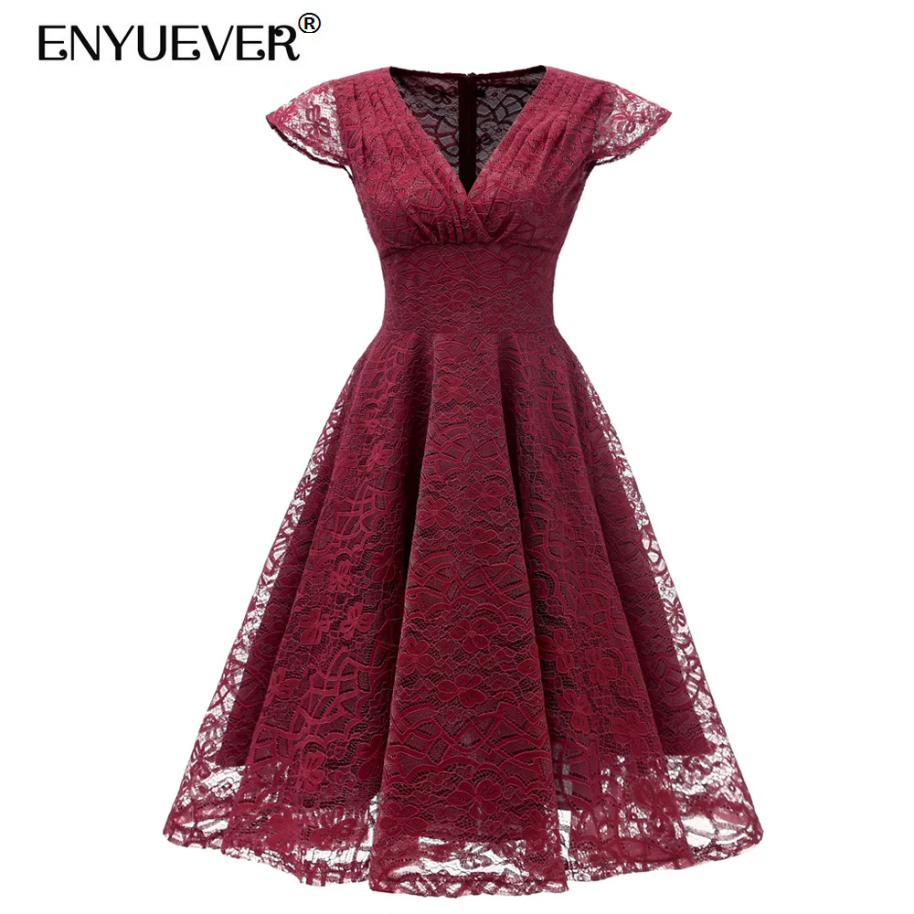 Enyuever Elegant Lace Dress Women Clothing 2021 V Neck Swing High Waist Robe Pin Up Short Evening Formal Party Dress Vestidos
Enyuever Elegant Lace Dress Women Clothing 2021 V Neck Swing High Waist Robe Pin Up Short Evening Formal Party Dress Vestidos