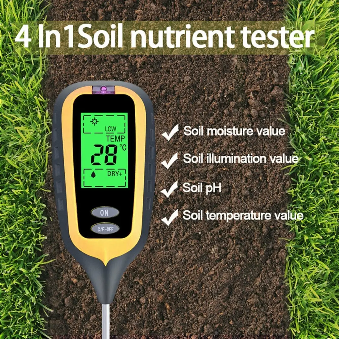 Practical 4 in 1 LCD PH Soil Tester Water Moisture Light Test Meter Kit For Garden Plant Temperature Sunlight Tester
Practical 4 in 1 LCD PH Soil Tester Water Moisture Light Test Meter Kit For Garden Plant Temperature Sunlight Tester