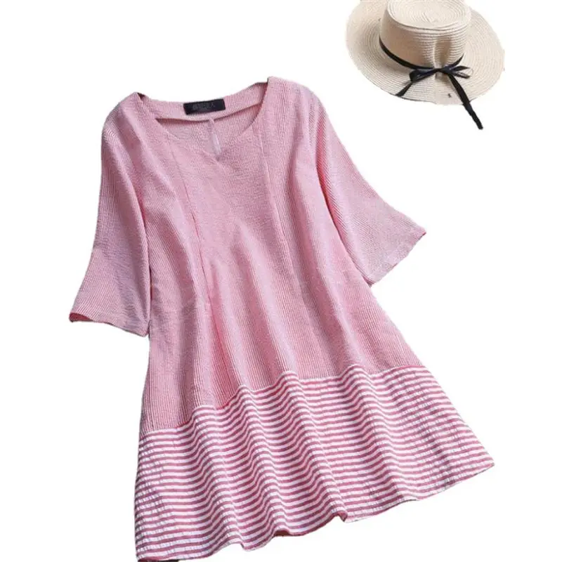 Striped knee-length dress women robe solid pink ladies clothing half sleeve pullovers woman dress plus size
Striped knee-length dress women robe solid pink ladies clothing half sleeve pullovers woman dress plus size