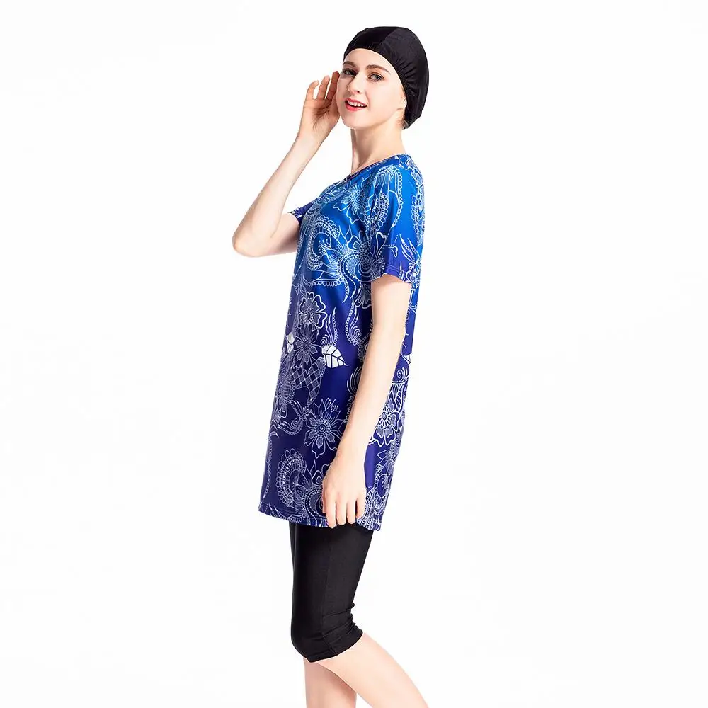 Women Muslim Modest Swimwear Swimsuit Tops+Shorts+Cap Swimming Suit Costume Sets 3PCS Printed Islamic Clothing Arab Burkini New
Women Muslim Modest Swimwear Swimsuit Tops+Shorts+Cap Swimming Suit Costume Sets 3PCS Printed Islamic Clothing Arab Burkini New