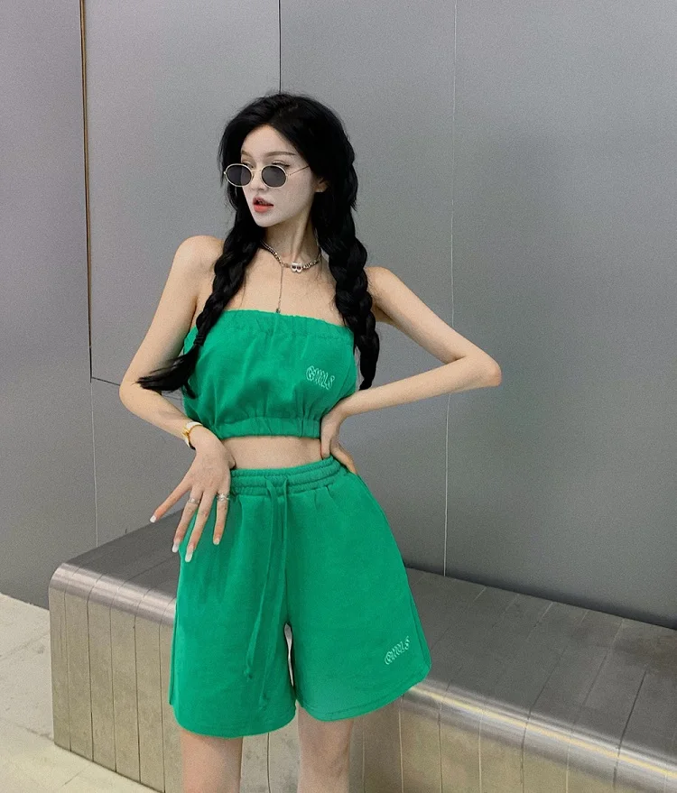 Summer New Sexy Hot Girl Sports Bra Shorts Set Korean Chic Two-piece Set Suit Ensemble Femme Survetement Year-old Female Costume
Summer New Sexy Hot Girl Sports Bra Shorts Set Korean Chic Two-piece Set Suit Ensemble Femme Survetement Year-old Female Costume