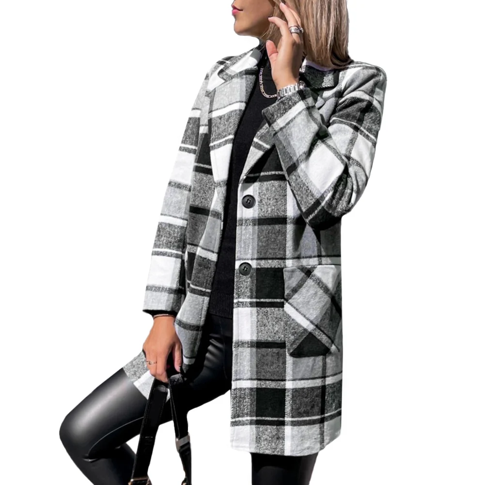 Elegant Women Turn-down Collar Plaid Printing Coats Long Sleeve Single Breasted Casual Slim Fit Knitted Cardigan Spring Autumn
Elegant Women Turn-down Collar Plaid Printing Coats Long Sleeve Single Breasted Casual Slim Fit Knitted Cardigan Spring Autumn