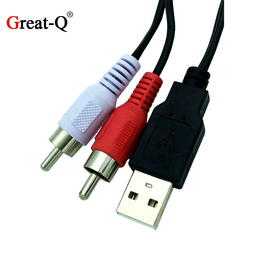 

5FT USB A Male To 2 Rca Phono Male AV Cable Lead PC TV AUX Audio Video Adapter 1.5M
