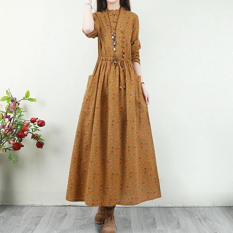 Women Cotton Linen Long Dress New Spring Autumn Arts Style Vintage Floral Print A-line Mori Girls Long Sleeve Casual Dresses
Women Cotton Linen Long Dress New Spring Autumn Arts Style Vintage Floral Print A-line Mori Girls Long Sleeve Casual Dresses