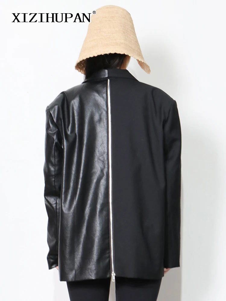 XIZIHUOAN Casual PU Coats For Female Lapel Collar Long Sleeve Patchwork Zipper High Waist Loose Solid Color Women's Coat New
XIZIHUOAN Casual PU Coats For Female Lapel Collar Long Sleeve Patchwork Zipper High Waist Loose Solid Color Women's Coat New
