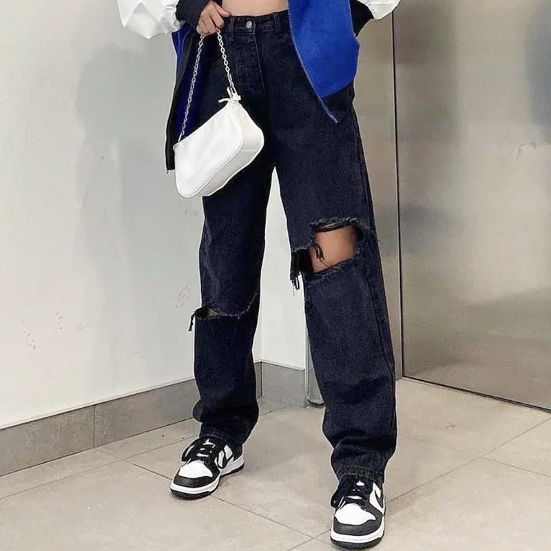 Ripped Jeans Wide Leg Women Straight Pants Stylish Aesthetic Slouchy Female Denim Trousers Destroyed Fashion Street Hipster 2022
Ripped Jeans Wide Leg Women Straight Pants Stylish Aesthetic Slouchy Female Denim Trousers Destroyed Fashion Street Hipster 2022