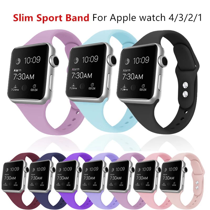 Slim strap for Apple watch band 44mm 40mm 38mm 42mm soft Sport Silicone wrsit belt correa bracelet iWatch series 5 4 3 se 6 band
Slim strap for Apple watch band 44mm 40mm 38mm 42mm soft Sport Silicone wrsit belt correa bracelet iWatch series 5 4 3 se 6 band