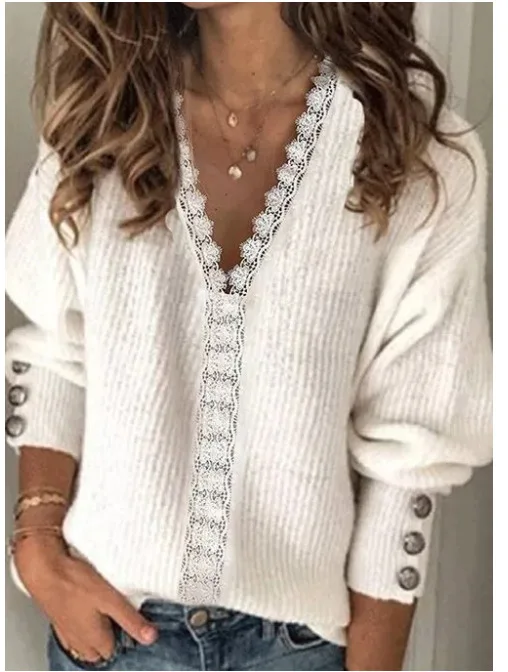 2021 autumn and winter new fashion women's hot style wild knit V-neck loose long-sleeved T-shirt
2021 autumn and winter new fashion women's hot style wild knit V-neck loose long-sleeved T-shirt