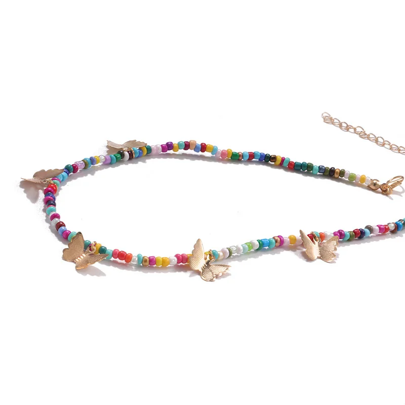 Fashion Women's Beach Party Ornaments Bohemian Cute Butterfly Pendant Rice Beads Golden Bead Chain Chokers Necklaces 
Fashion Women's Beach Party Ornaments Bohemian Cute Butterfly Pendant Rice Beads Golden Bead Chain Chokers Necklaces