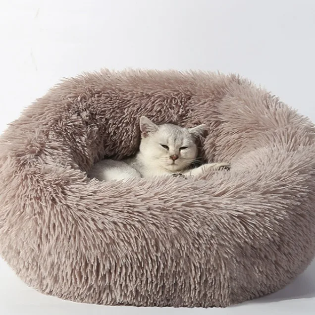 

Donut Cuddler Dog Bed Removable Cover Round Calming Cat Beds Pet House Kennel Pillow Washable Lounger for Small Large Dog Cats