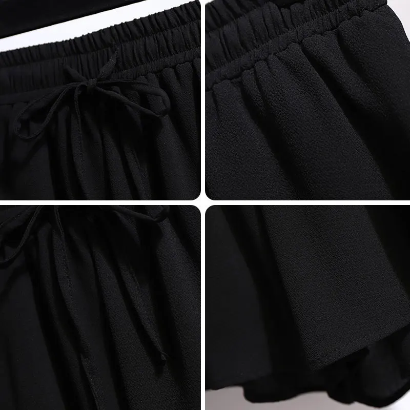 Women's Clothing Shorts 2020 Summer Casual Loose Black White Lace-up Elastic Waist Plus Size Chiffon Wide Leg Shorts 4xl 5xl 6xl
Women's Clothing Shorts 2020 Summer Casual Loose Black White Lace-up Elastic Waist Plus Size Chiffon Wide Leg Shorts 4xl 5xl 6xl