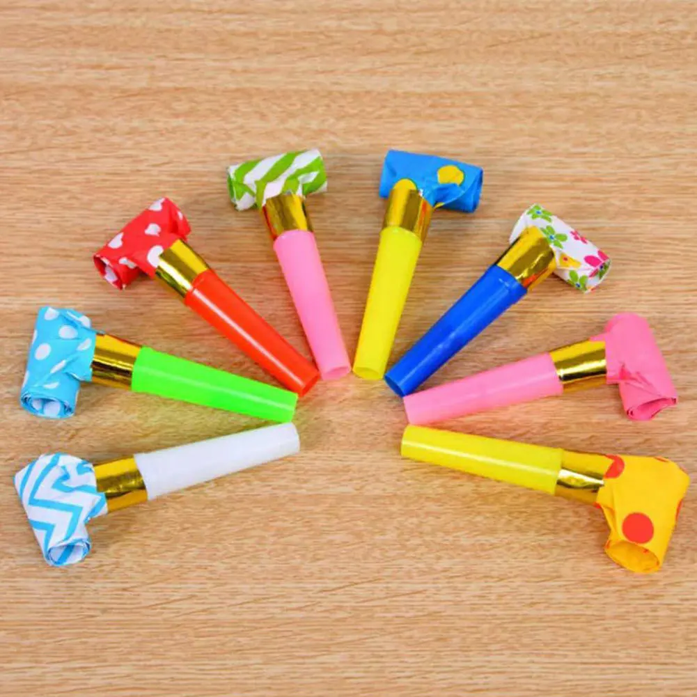

100PCS Party Blowers Colourful Bulk Paper Blowouts Poppers Whistles Birthday Noise Toy Random Color Kid Toy Party Supplies