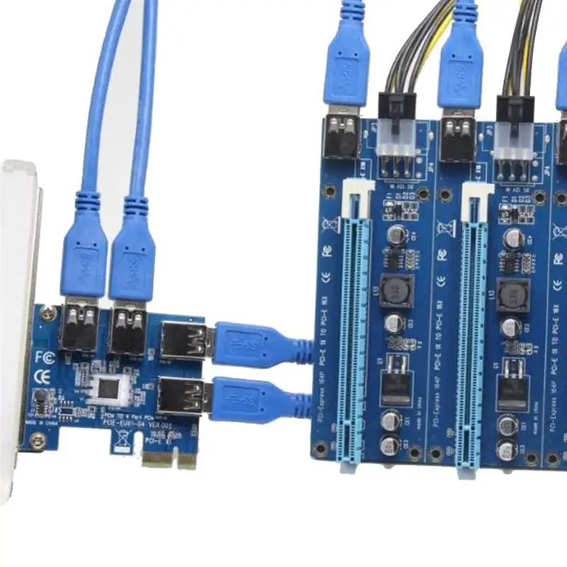 PCI-E to USB Adapter 4-port PCI-E X1 to USB 3.0 Riser Card Extender Board Mining Accessory
PCI-E to USB Adapter 4-port PCI-E X1 to USB 3.0 Riser Card Extender Board Mining Accessory