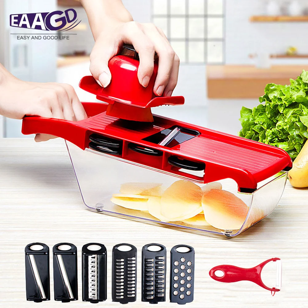 Vegetable Fruits Slicer Chopper Adjustable Cheese Grater Multifunctional Cutter with Safety Protector and Interchangeable Blades
Vegetable Fruits Slicer Chopper Adjustable Cheese Grater Multifunctional Cutter with Safety Protector and Interchangeable Blades