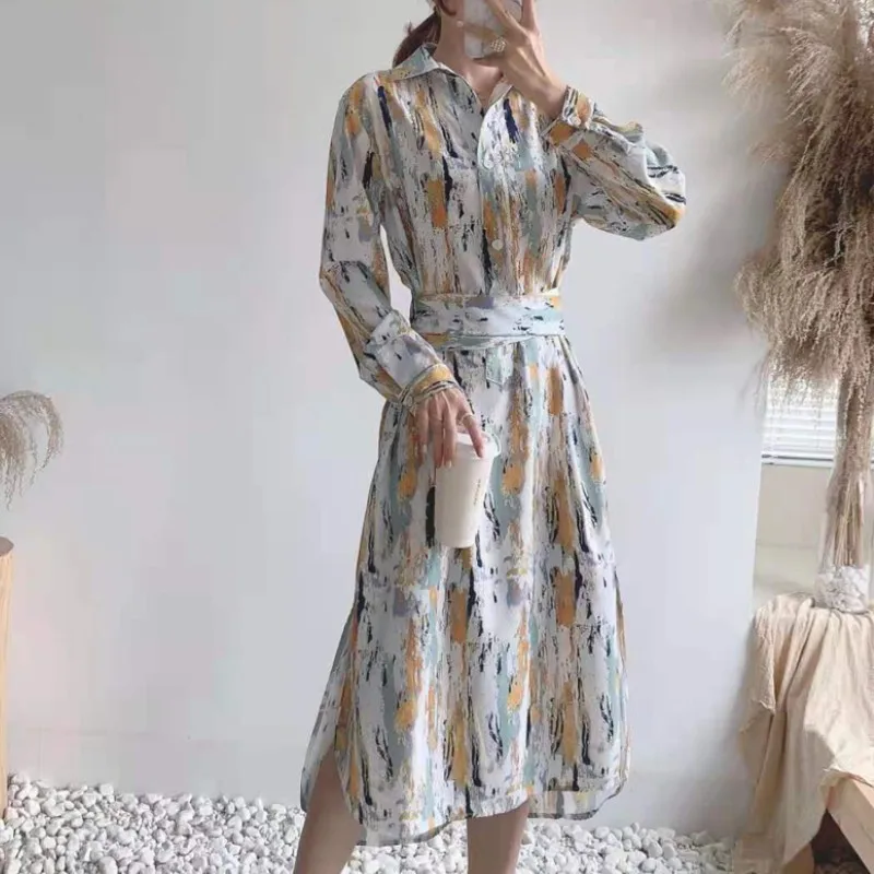 2021 Spring Women Vintage Turn Down Collar Print Shirt Dress Fashion Korea Chic Long Sleeve Casual Chiffon Dress Vestidos Femme
2021 Spring Women Vintage Turn Down Collar Print Shirt Dress Fashion Korea Chic Long Sleeve Casual Chiffon Dress Vestidos Femme