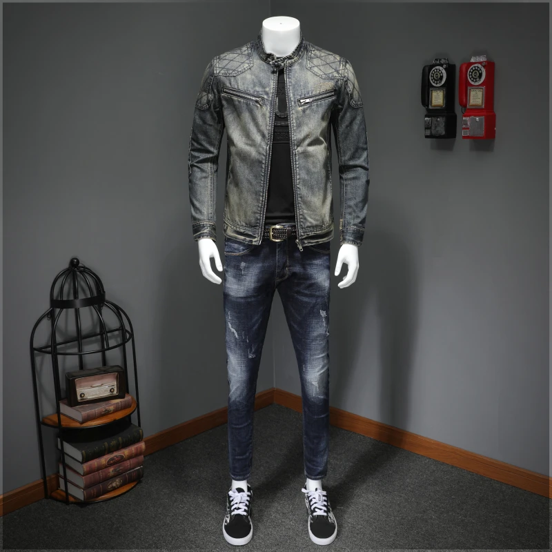 New Spring Autumn Fashion Casual Solid Color Stand Collar Zipper Pocket Slim Retro Long Sleeve Men's Denim Jacket
New Spring Autumn Fashion Casual Solid Color Stand Collar Zipper Pocket Slim Retro Long Sleeve Men's Denim Jacket