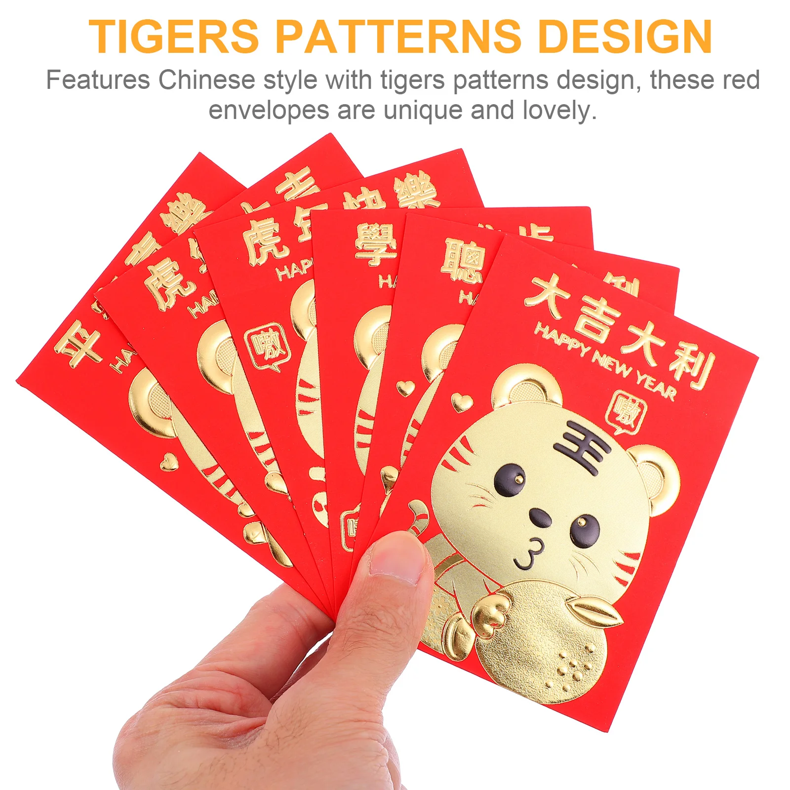 60 шт. китайский красный конверт тигры узоры пакет стандартный Зодиак Hongbao для